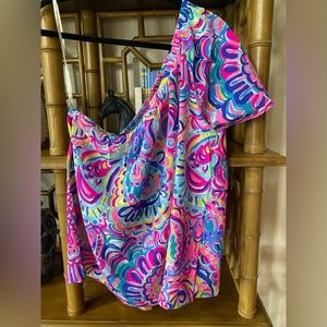 Colorful pattern Lilly Pulitzer one shoulder top